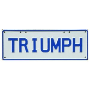 Novelty Number Plate - Triumph - Navy Blue On White