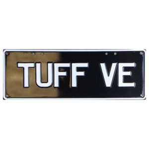 Novelty Number Plate - Tuff Ve - White On Black