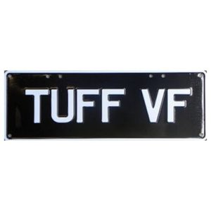 Novelty Number Plate - Tuff Vf - White On Black