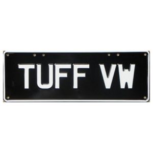 Novelty Number Plate - Tuff Vw White On Black