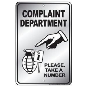 Parking Sign - Complaint Department