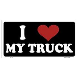 USA Novelty Number Plate - I Love My Truck White On Black