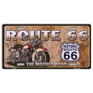 USA Novelty Number Plate - Route 66 With Motorbike