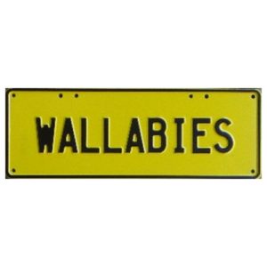 Novelty Number Plate - Wallabies - Black On Yellow