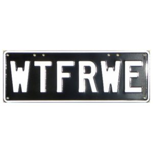 Novelty Number Plate - Wtfrwe - White On Black