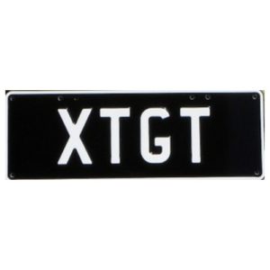 Novelty Number Plate - XTGT - White On Black