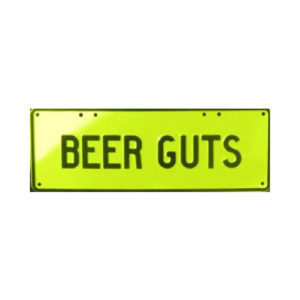 Novelty Number Plate - Beer Guts (Black on Yellow)