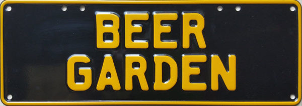 Novelty Number Plate - Beer Garden - Yellow On Black