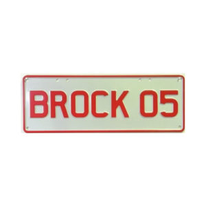 Novelty Number Plate - Brock 05 - Red on White