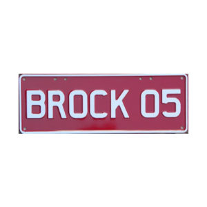 Novelty Number Plate - Brock 05 - White on Red