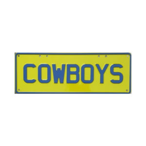 Novelty Number Plate - Cowboys - Blue On Yellow