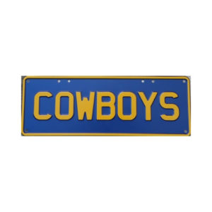 Novelty Number Plate - Cowboys - Yellow On Blue