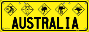 Novelty Number Plate Bar Sign - AUSTRALIA (5 Hazard Signs)
