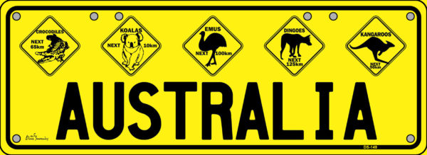 Novelty Number Plate Bar Sign - AUSTRALIA (5 Hazard Signs)