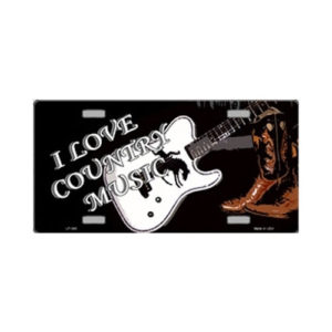 USA Novelty Number Plate - I Love Country Music - Guitar and Boots