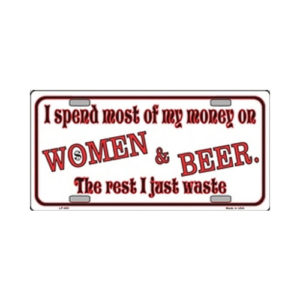 USA Novelty Number Plate - I Spend Most Of My Money On Women And Beer