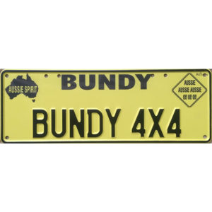 Novelty Number Plate - Bundy 4 X 4 Black On Yellow New Series