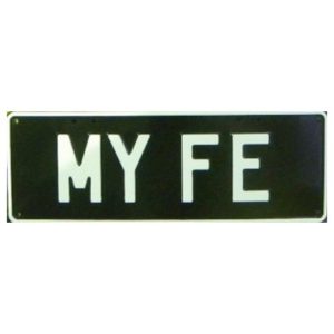 Novelty Number Plate - My FE White On Black