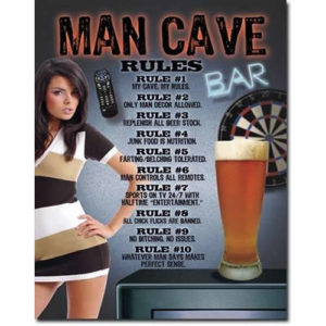 Sign - Man Cave Rules (With Girl & Beer)