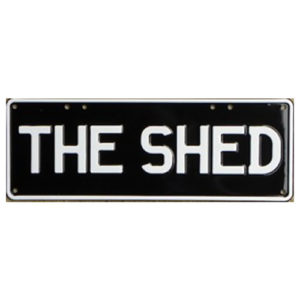 Novelty Number Plate - The Shed (White on Black)