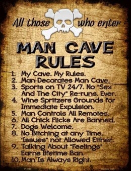 Parking Sign - Man Cave Rules with Skull