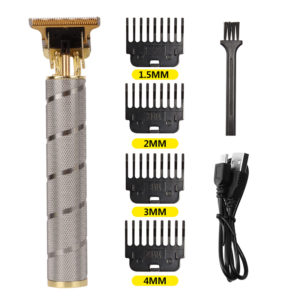 USB Rechargable Professional Hair & Beard Trimmer - Silver Grip