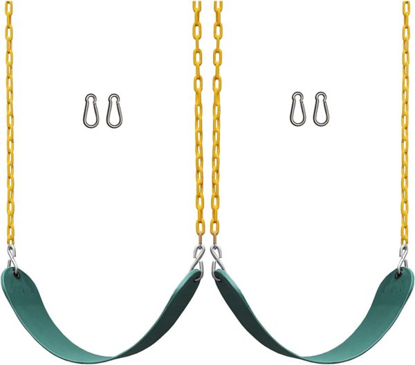 2 Pack Swings Seats Heavy Duty 66" Chain Plastic Coated Playground Swing