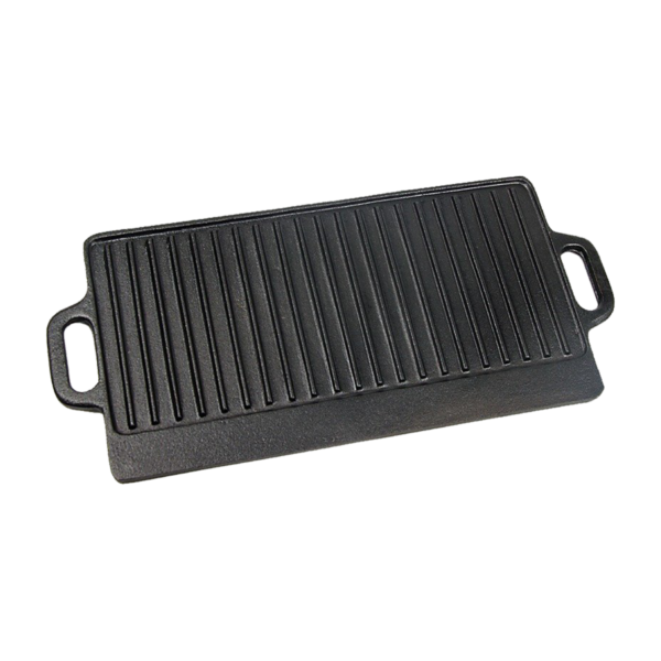 46x22 cm Cast Iron Reversible Griddle Plate BBQ Hob Cooking Grill Pan
