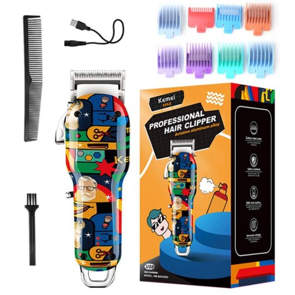 USB Rechargable R-Shaped Professional Hair Clippers With 8 Combs