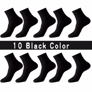 10 Pair Pack of Men's Bamboo Fibre Business Socks Black